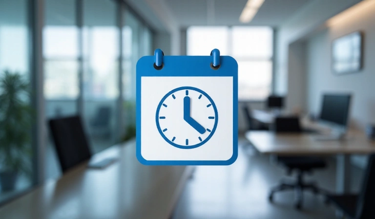 Calendar icon with a clock, symbolizing deadlines and processing times.