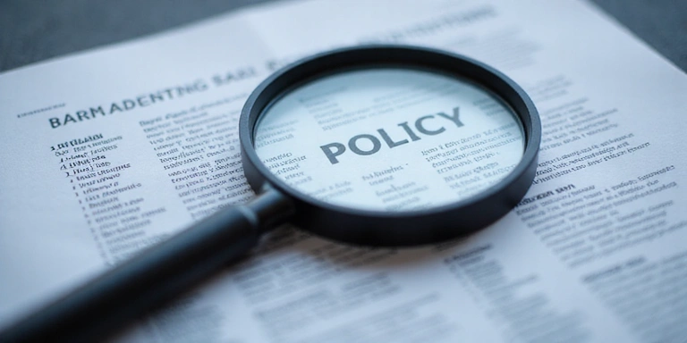 Abstract image of a magnifying glass over a document