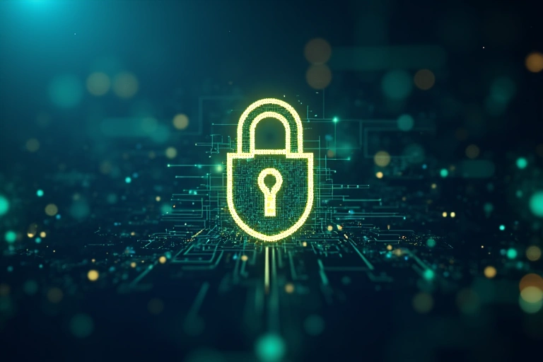 Digital lock icon representing data security